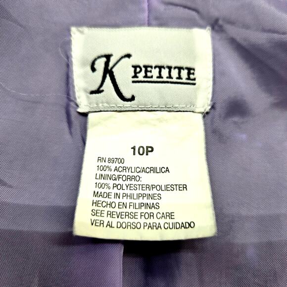 K Petite Women's Blazer 10P 10 P Petites Blue Tweed Misses Sz Medium Coat Jacket - Picture 6 of 8